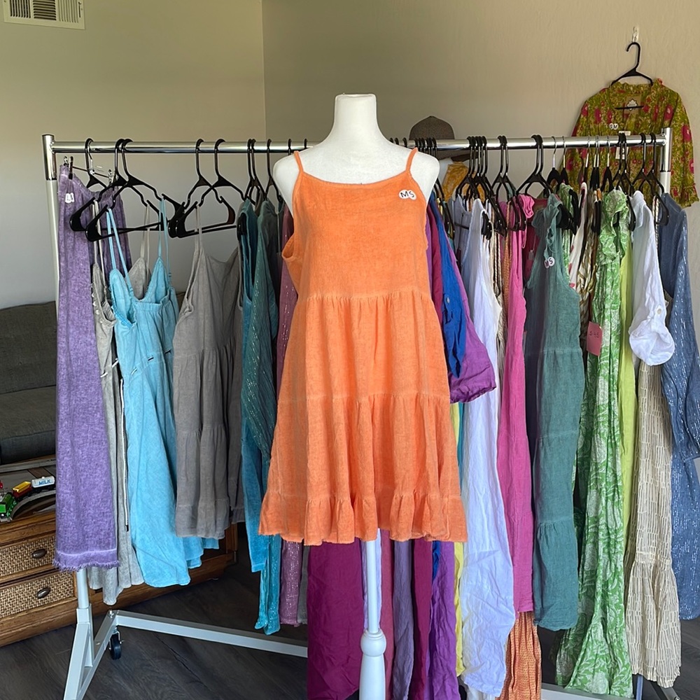 Linen mini casual Dress. Made in Italy.